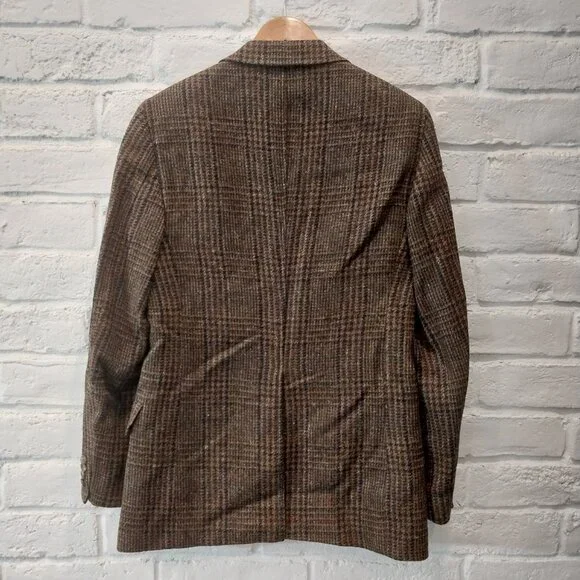 VTG Polo University Ralph Lauren Blazer 38 R Brown Plaid Scottish Tweed Blazer.